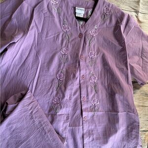 BonWorth Lavender Floral Blouse & Pants set size XL